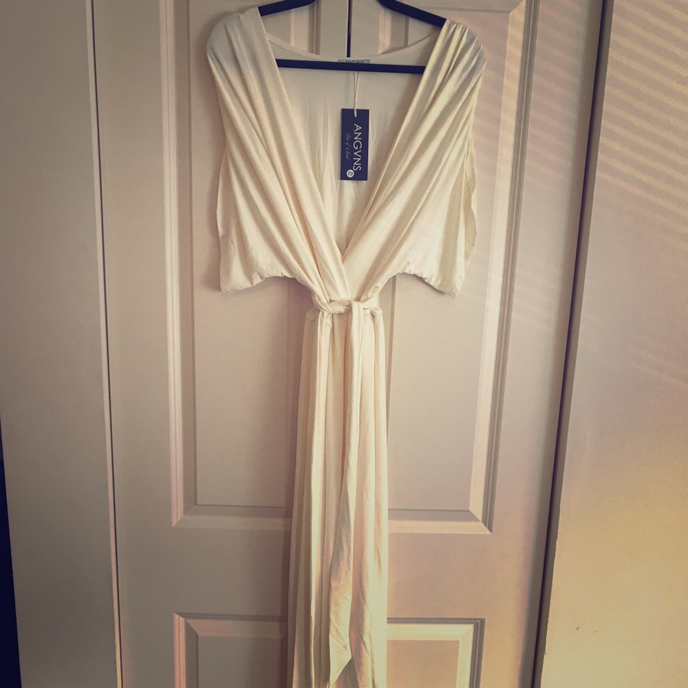 Cream Satin Long Dress